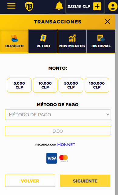 Recarga con Monnet_ Visa y MasterCard tu cuenta de casino oncline Chile MasterBets365