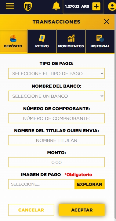 Depósito por transferencia directa en casino y apuestas deportivas MasterBets365